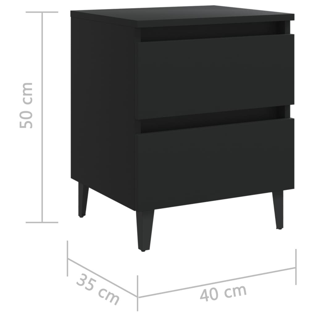 vidaXL Bed Cabinet Black 40x35x50 cm Engineered Wood