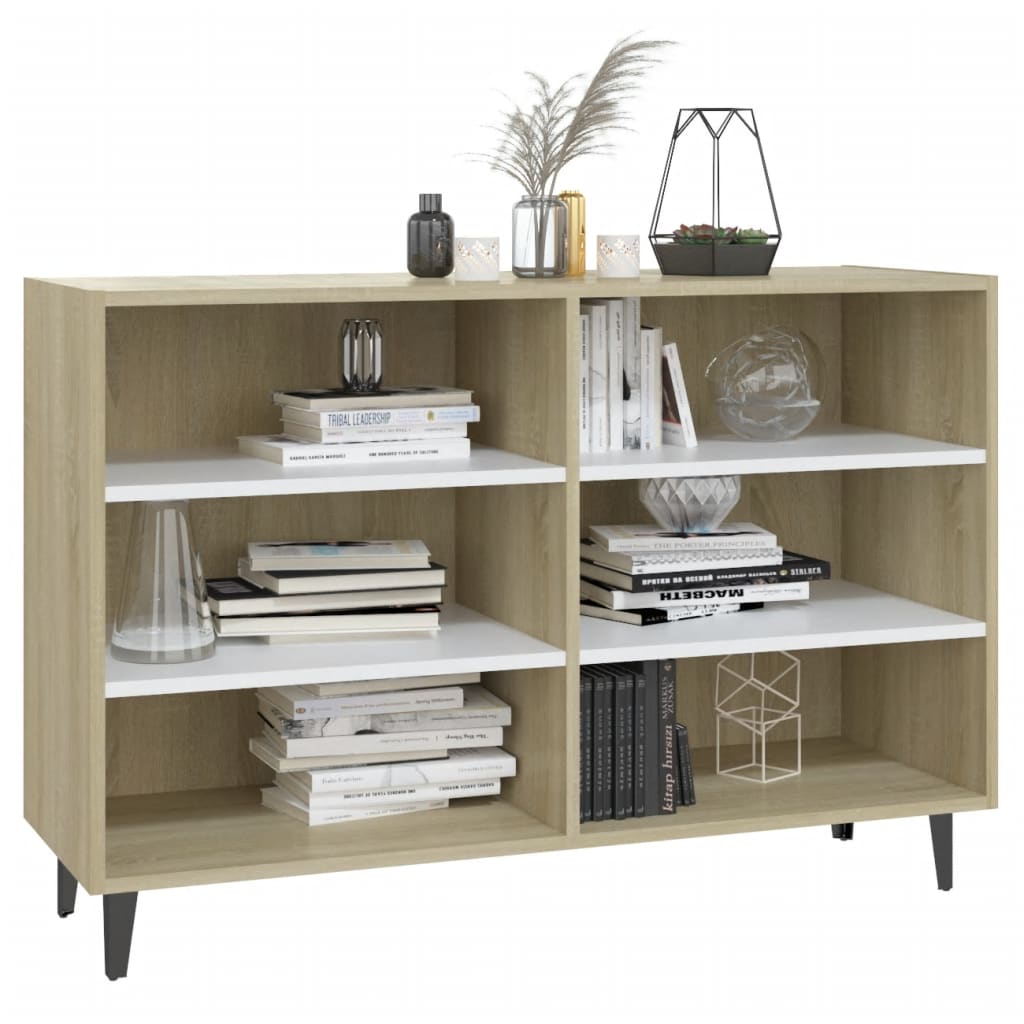 vidaXL Sideboard White and Sonoma Oak 103.5x35x70 cm Engineered Wood