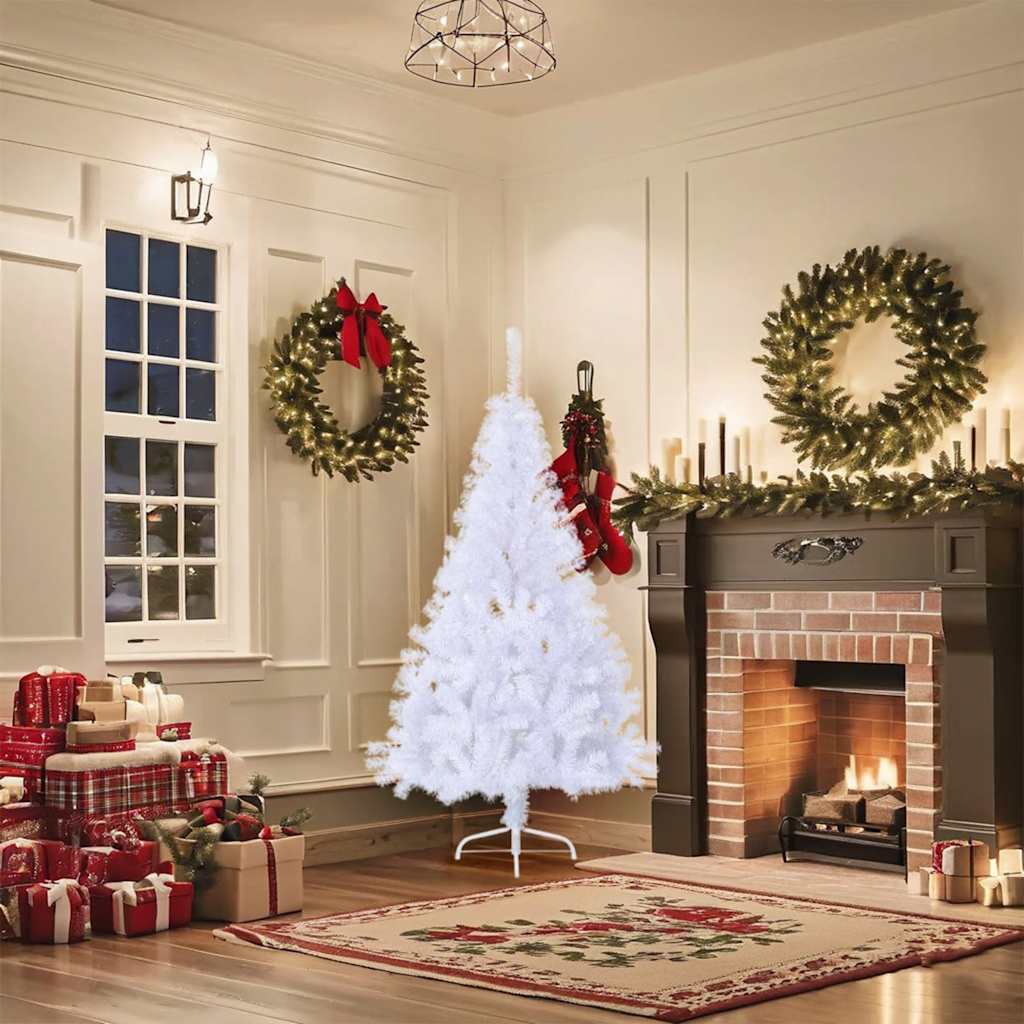 vidaXL Artificial Half Christmas Tree with Stand White 150 cm PVC