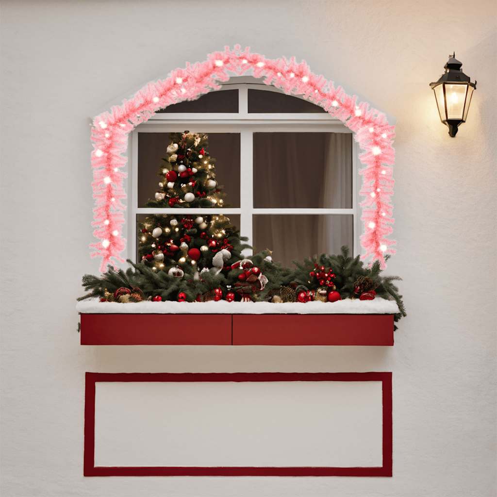 vidaXL Christmas Garland with LED Lights 10 m Pink