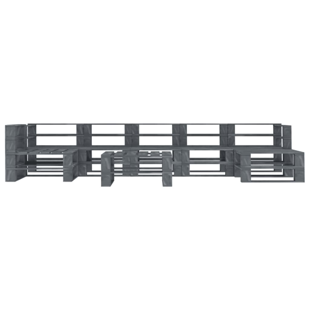 vidaXL 8 Piece Garden Pallet Lounge Set Wood Grey