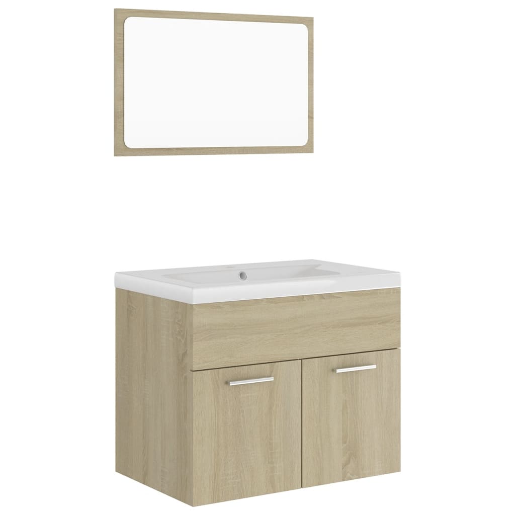 vidaXL Bathroom Furniture Set Sonoma Oak Engineered Wood