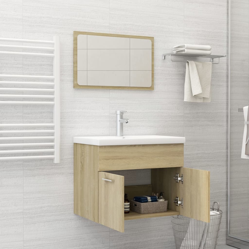 vidaXL Bathroom Furniture Set Sonoma Oak Engineered Wood