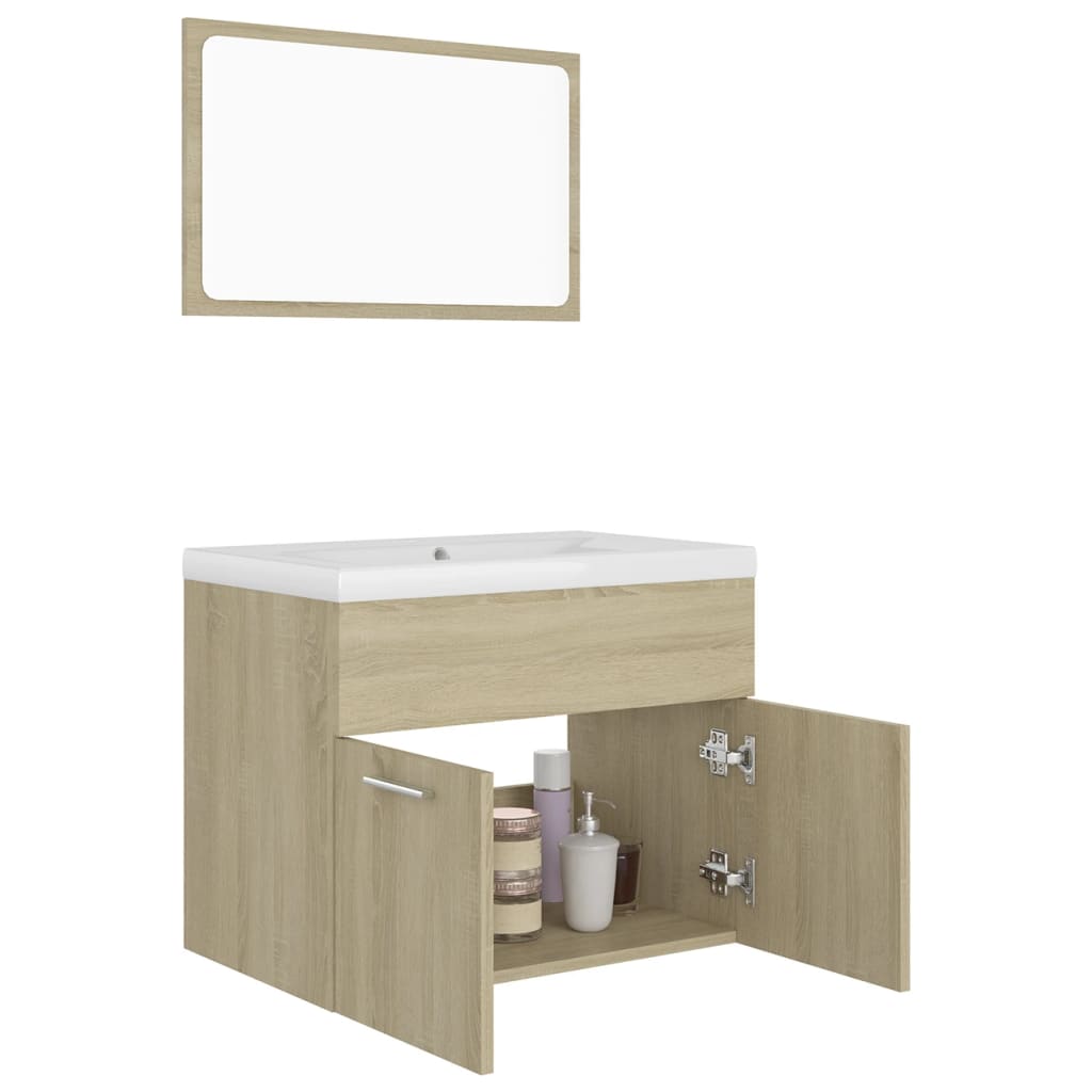 vidaXL Bathroom Furniture Set Sonoma Oak Engineered Wood