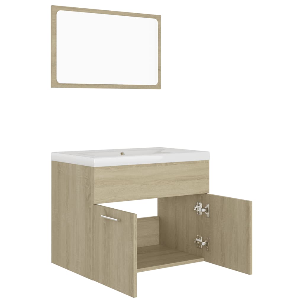 vidaXL Bathroom Furniture Set Sonoma Oak Engineered Wood