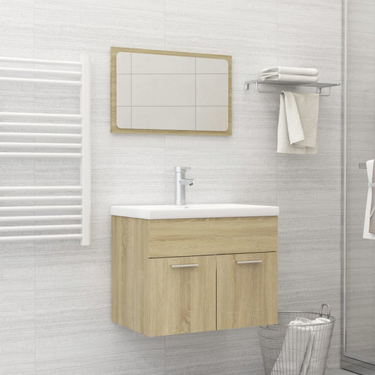 vidaXL Bathroom Furniture Set Sonoma Oak Engineered Wood