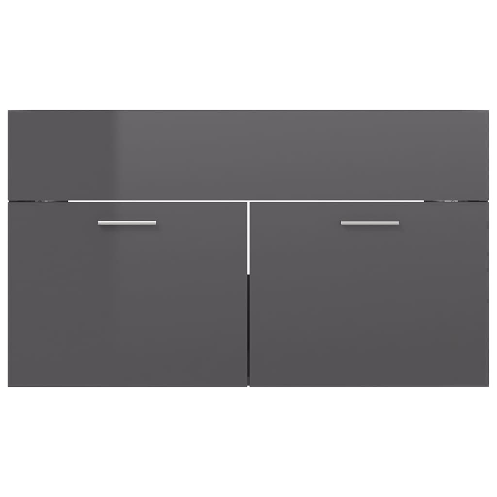 vidaXL Bathroom Furniture Set High Gloss Grey Engineered Wood