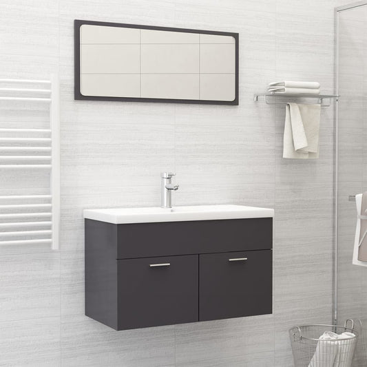vidaXL Bathroom Furniture Set High Gloss Grey Engineered Wood