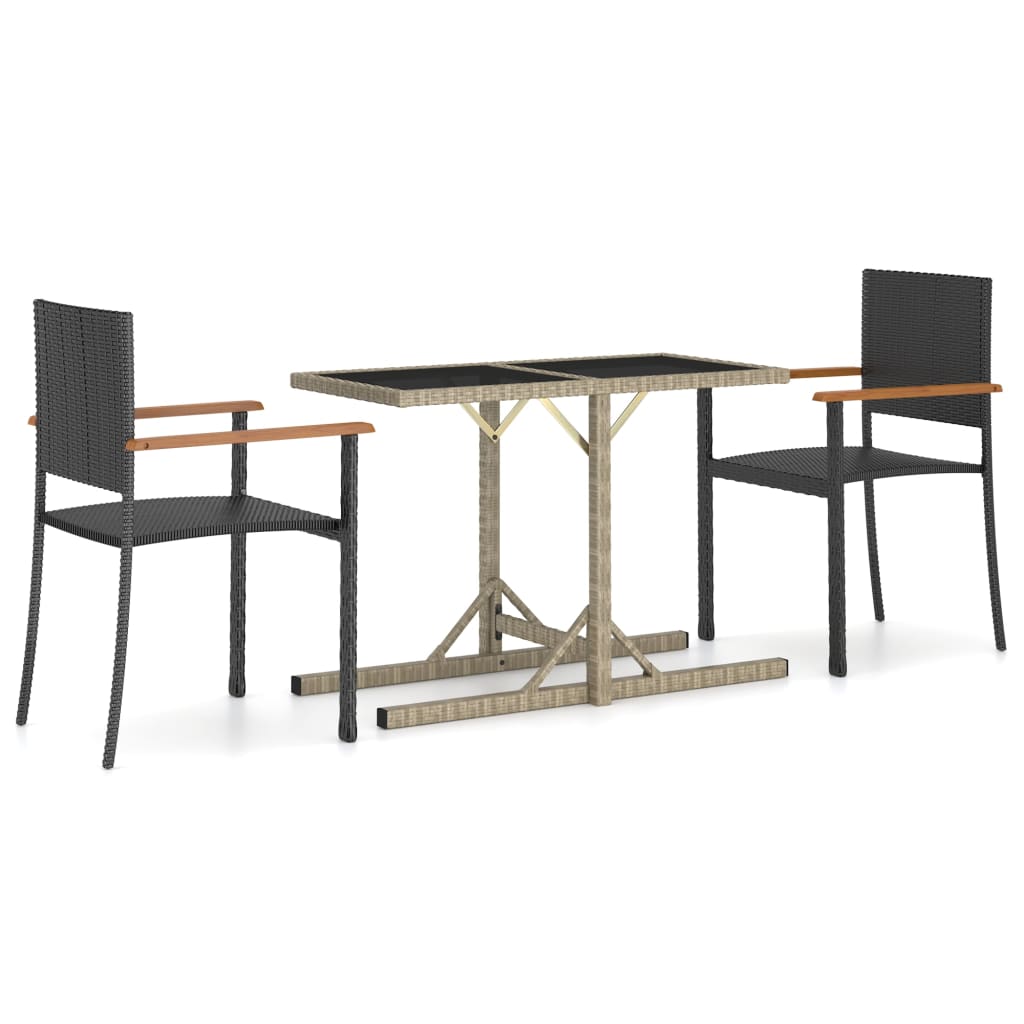 vidaXL 3 Piece Garden Dining Set Black