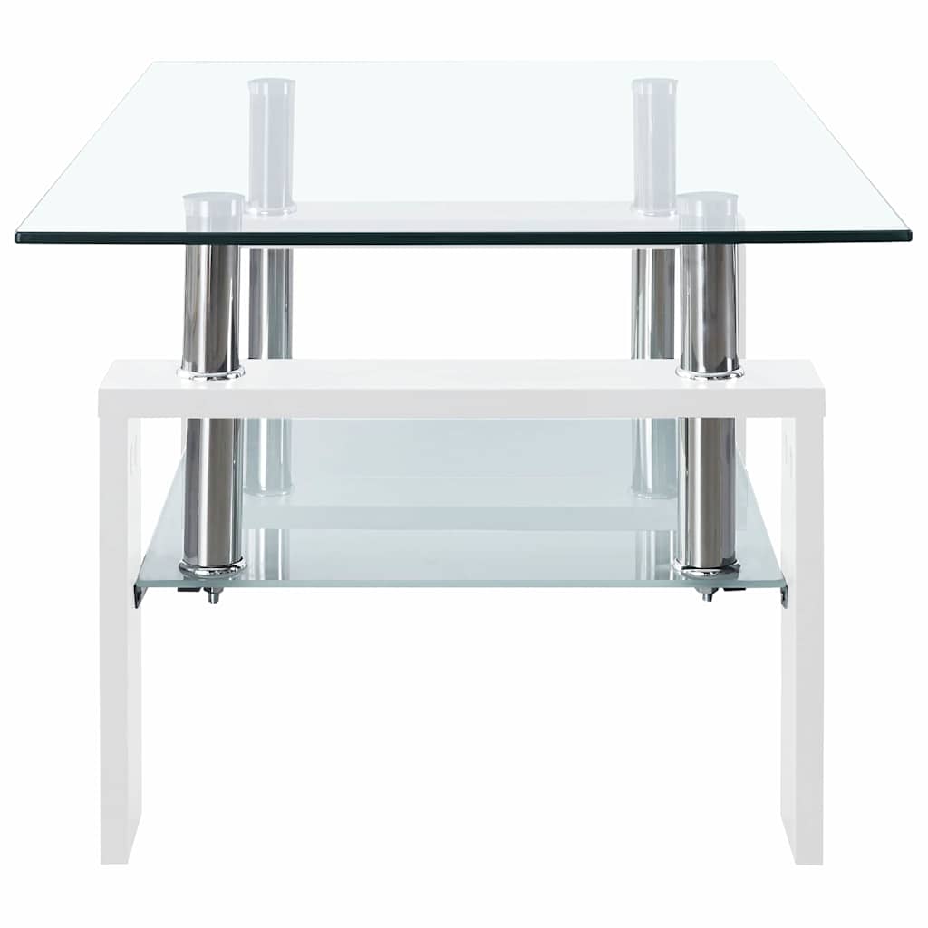 vidaXL Coffee Table White and Transparent 95x55x40 cm Tempered Glass