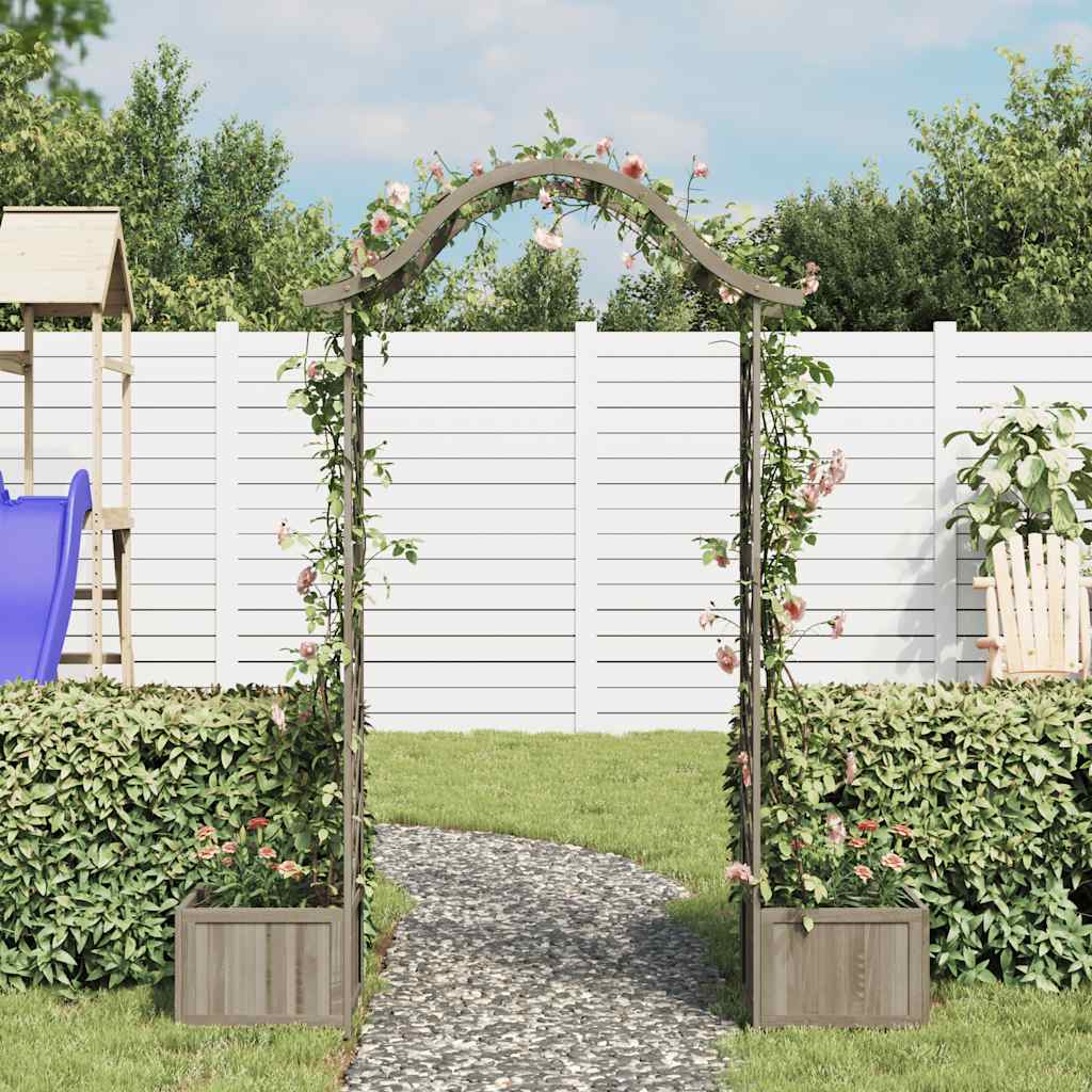 vidaXL Garden Pergola with Planter Grey Solid Firwood