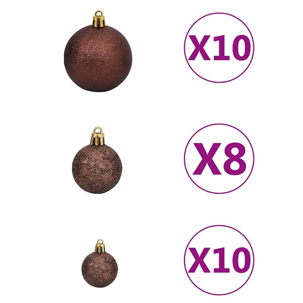 vidaXL 120 Piece Christmas Ball Set with Peak and 300 LEDs Gold&Bronze