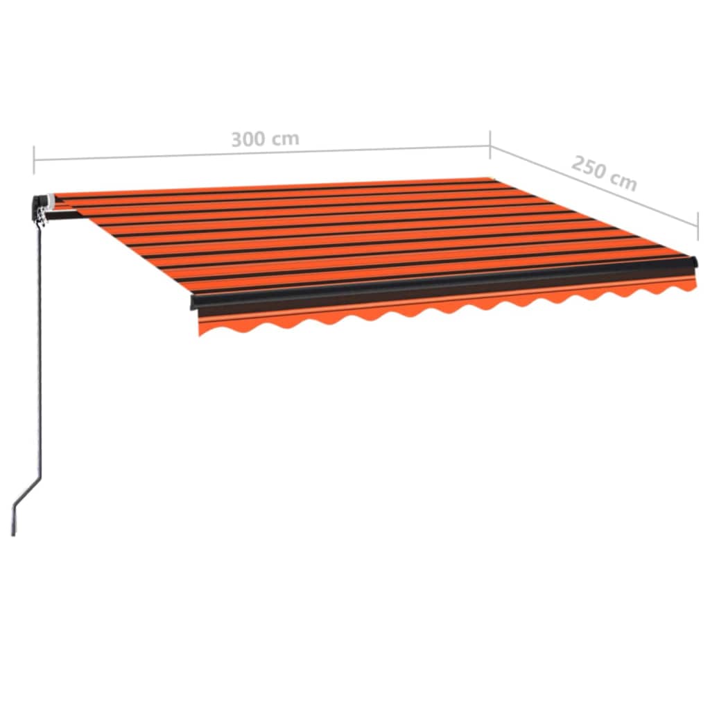vidaXL Manual Retractable Awning 300x250 cm Orange and Brown