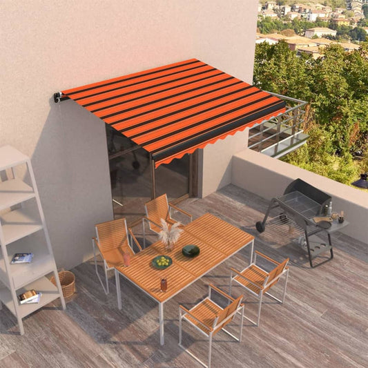 vidaXL Manual Retractable Awning 300x250 cm Orange and Brown
