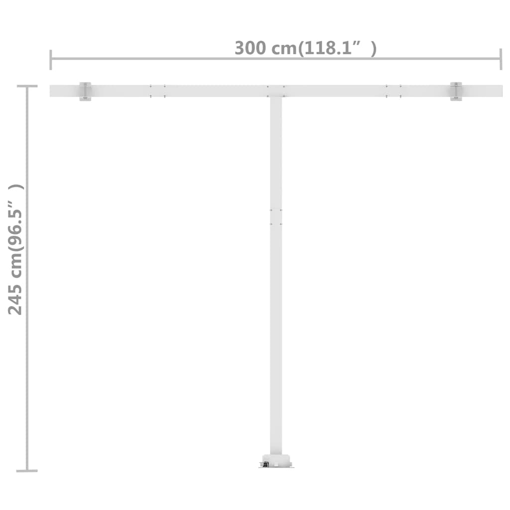 vidaXL Freestanding Manual Retractable Awning 300x250 cm Cream