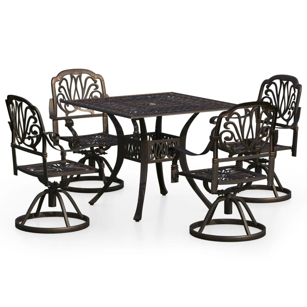 vidaXL 5 Piece Bistro Set Cast Aluminium Bronze