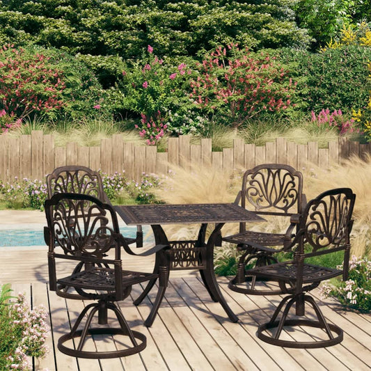 vidaXL 5 Piece Bistro Set Cast Aluminium Bronze