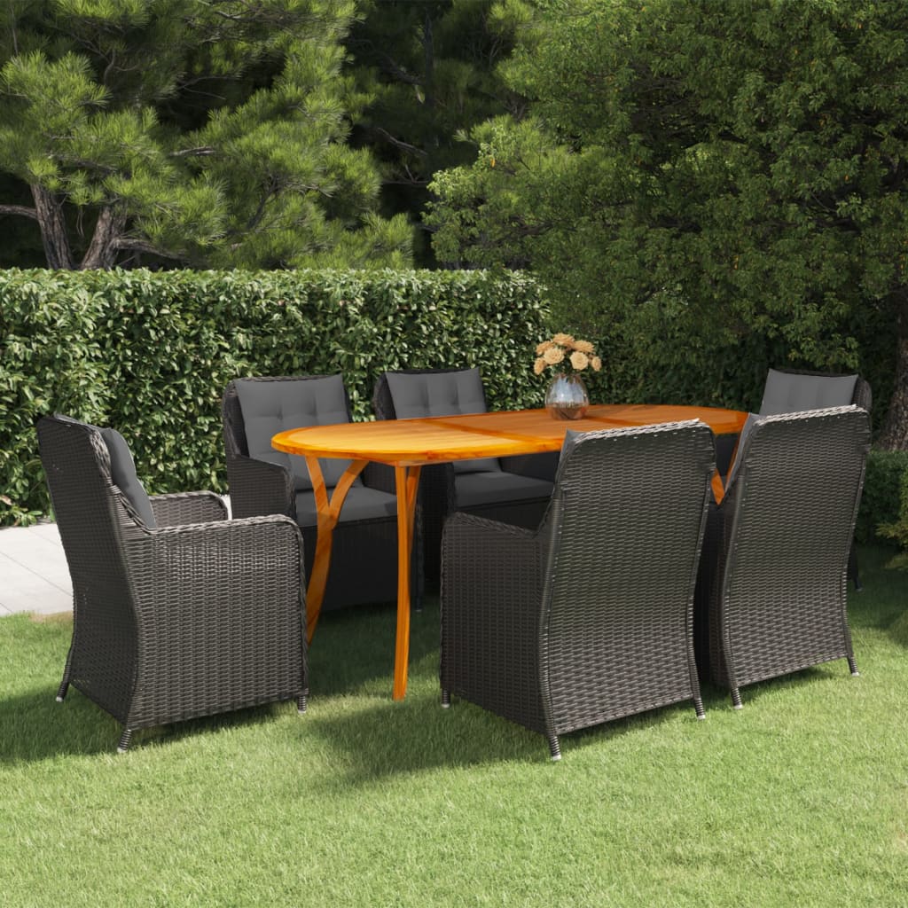 vidaXL 7 Piece Garden Dining Set Black