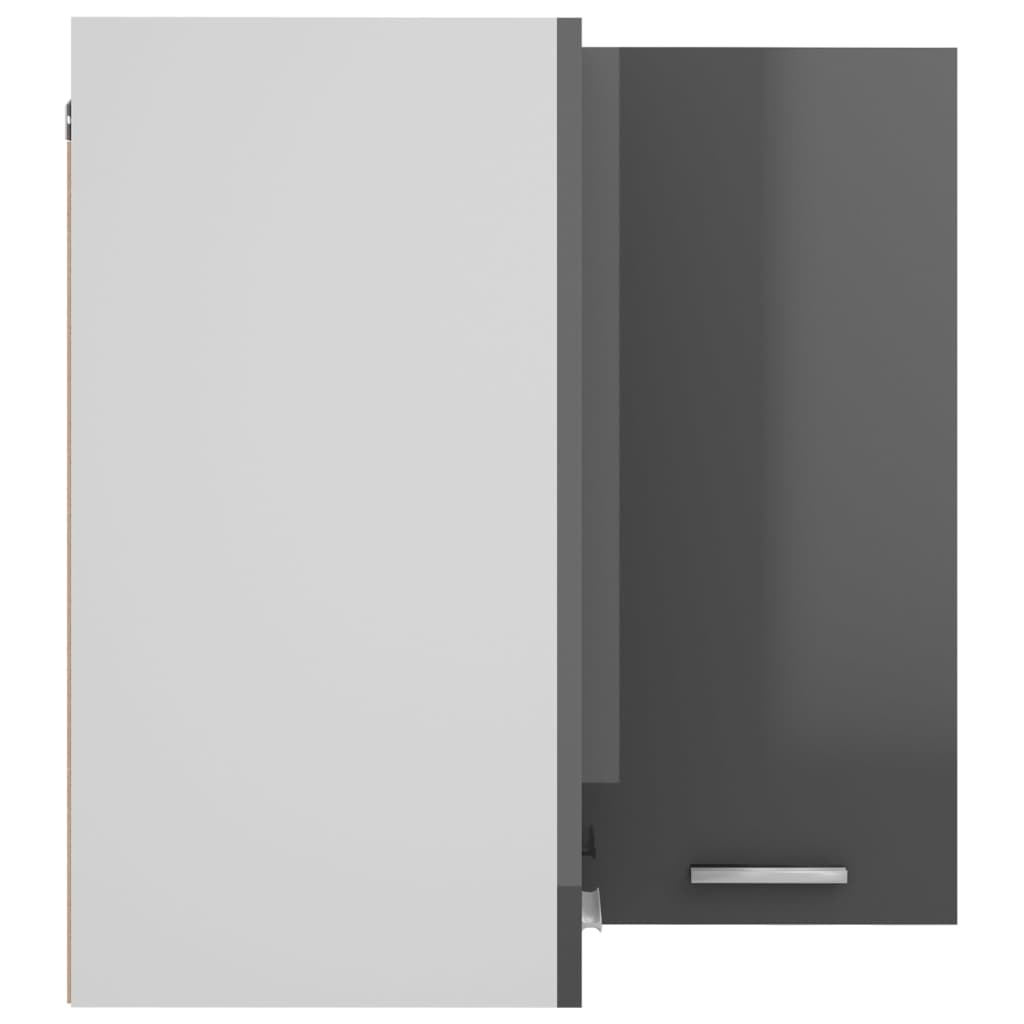 vidaXL Hanging Corner Cabinet Lyon High Gloss Grey 57x57x60 cm Engineered Wood