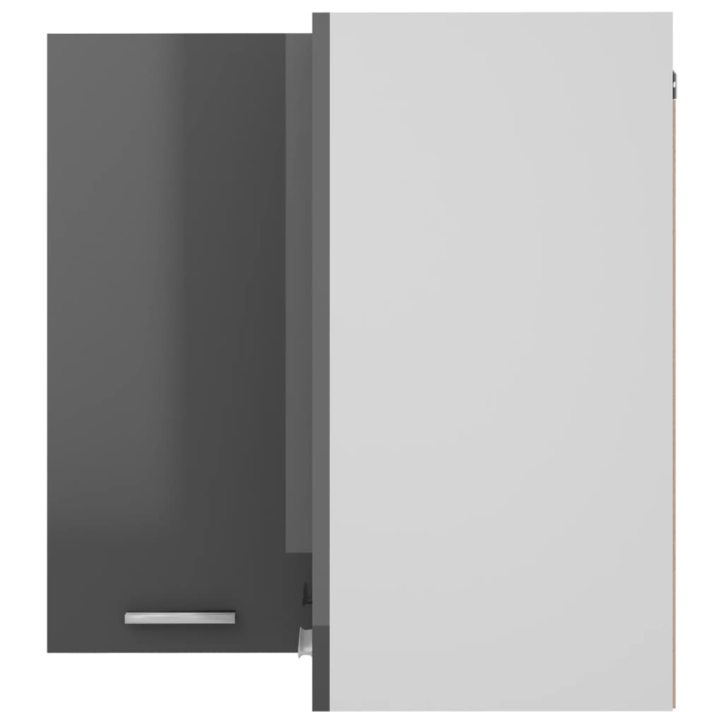 vidaXL Hanging Corner Cabinet Lyon High Gloss Grey 57x57x60 cm Engineered Wood
