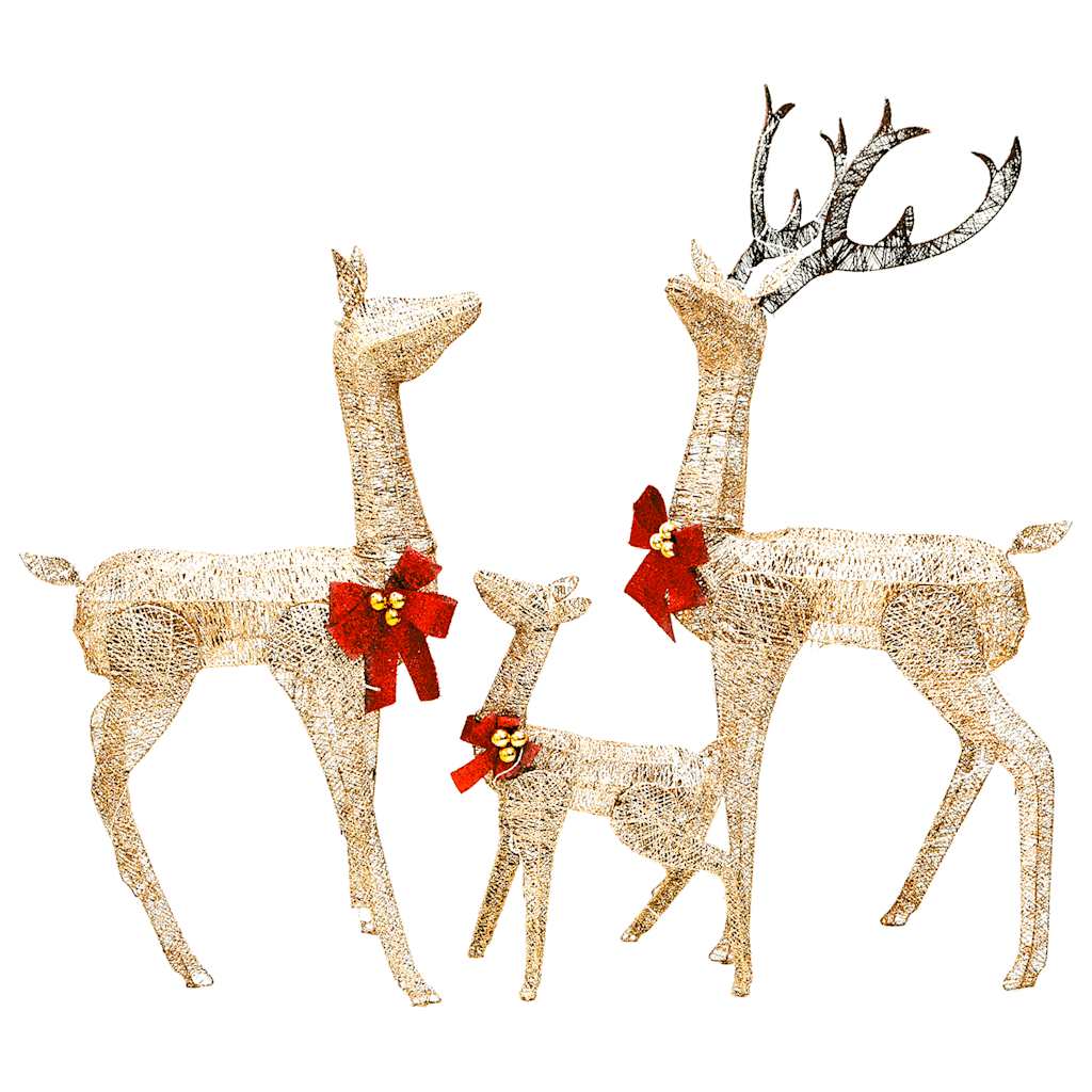 vidaXL Reindeer Family Christmas Decoration Gold 201 LEDs