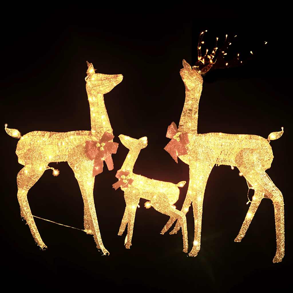 vidaXL Reindeer Family Christmas Decoration Gold 201 LEDs