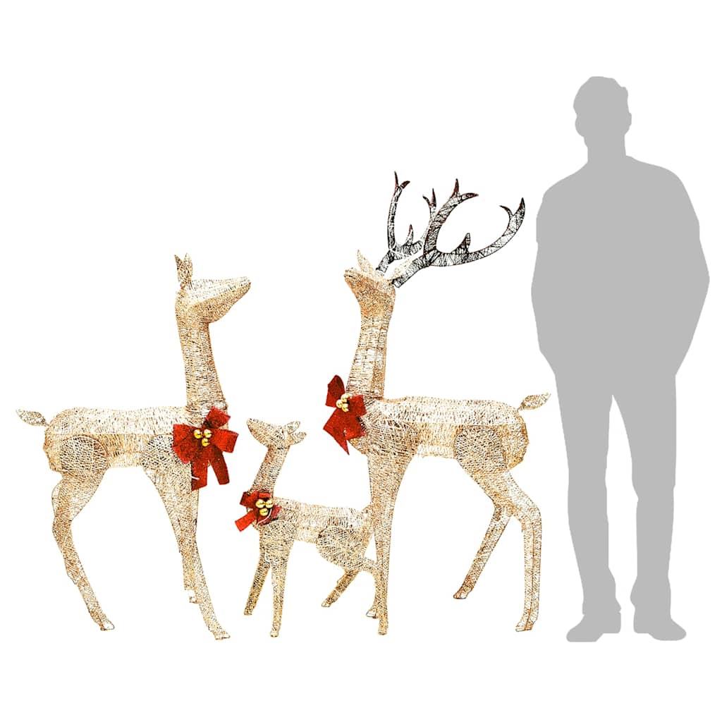 vidaXL Reindeer Family Christmas Decoration Gold 201 LEDs