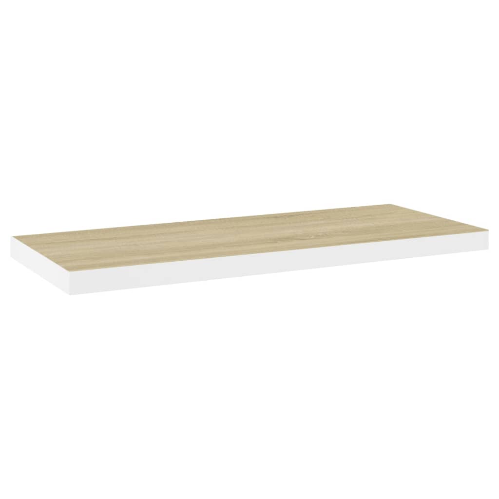 vidaXL Floating Wall Shelf Oak and White 80x23.5x3.8 cm MDF