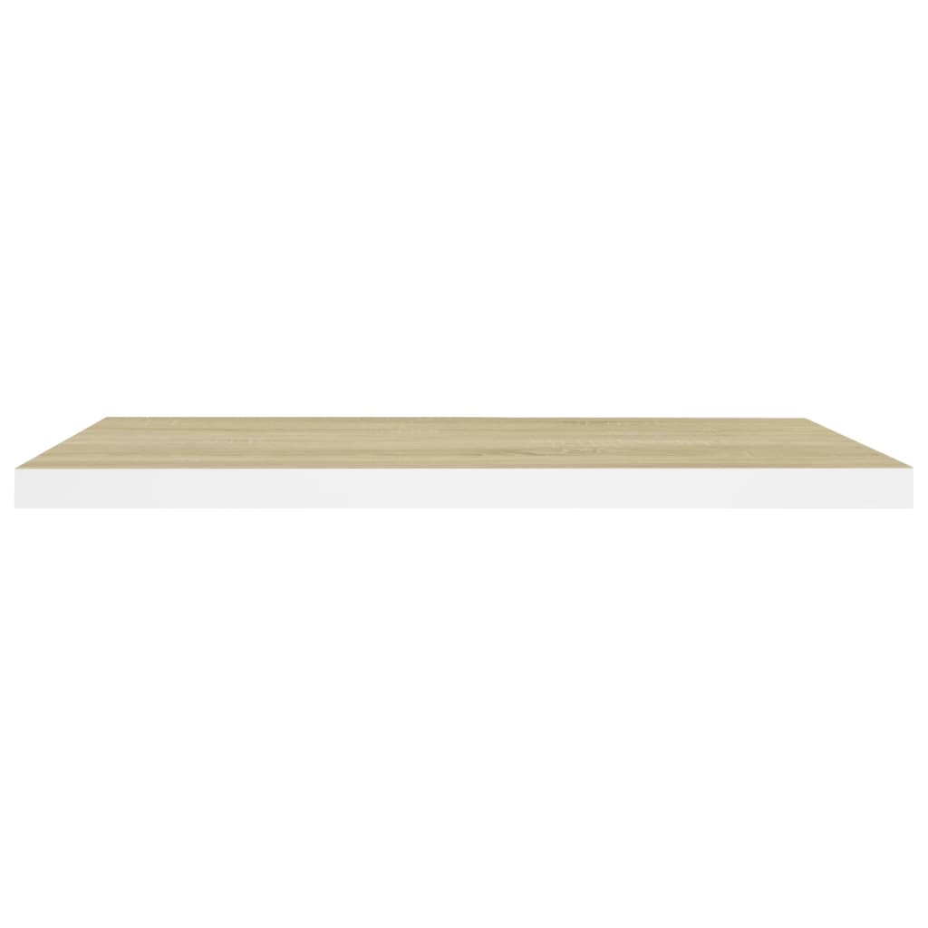 vidaXL Floating Wall Shelf Oak and White 80x23.5x3.8 cm MDF