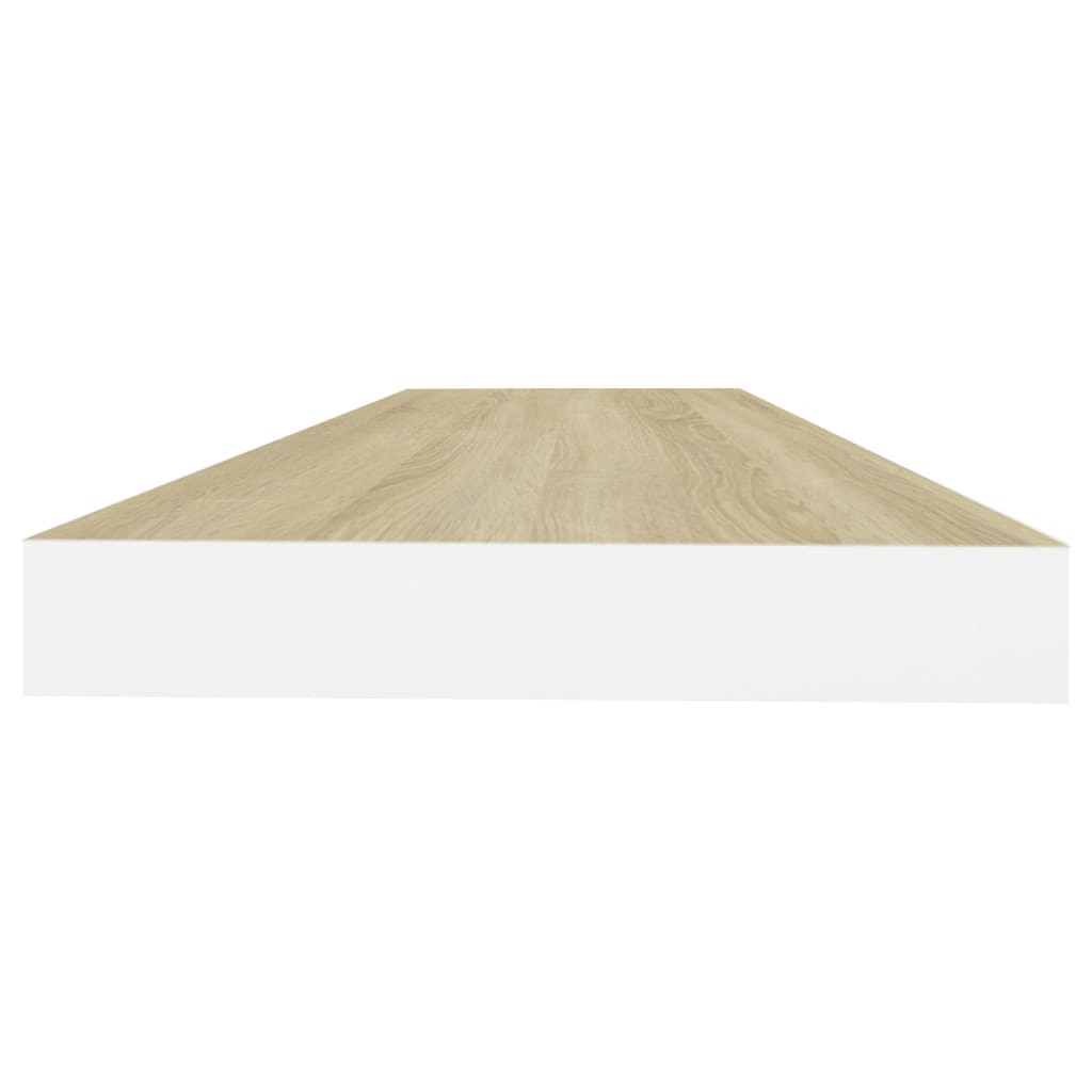 vidaXL Floating Wall Shelf Oak and White 80x23.5x3.8 cm MDF