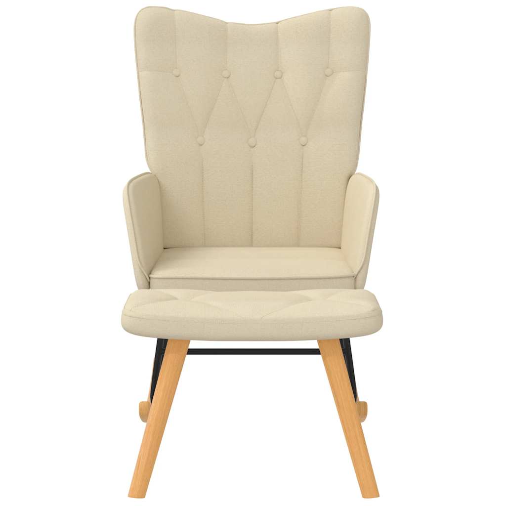 vidaXL Rocking Chair with a Stool Cream Fabric