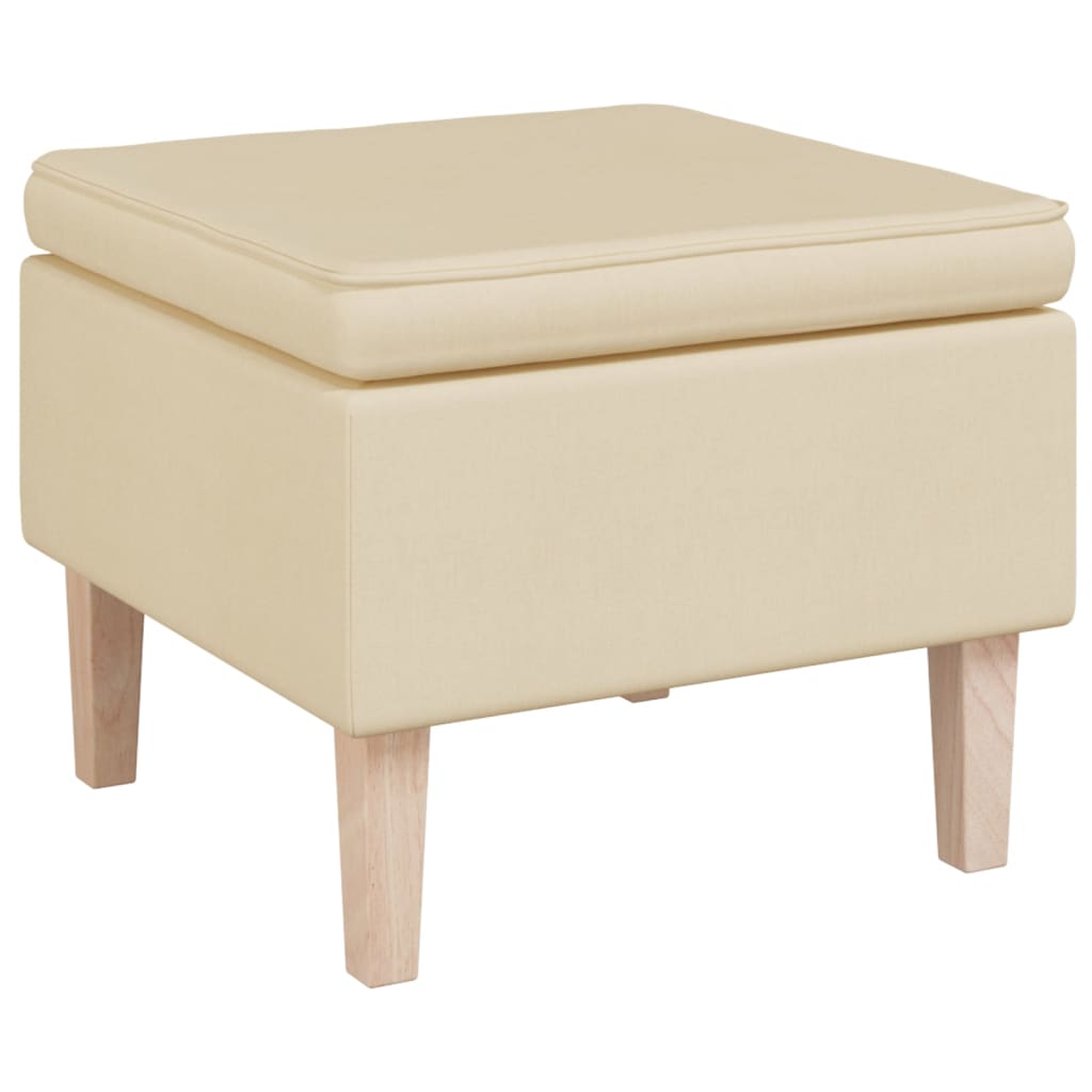 vidaXL Stool with Wooden Legs Cream Fabric