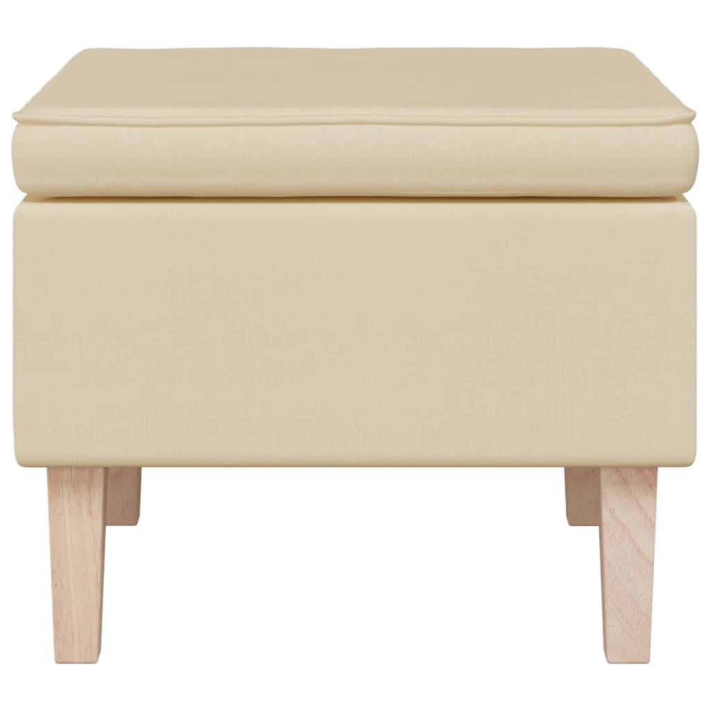vidaXL Stool with Wooden Legs Cream Fabric
