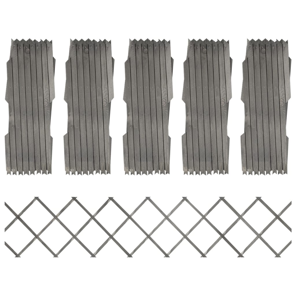 vidaXL Trellis Fences 5 pcs Grey Solid Firwood 180x30 cm