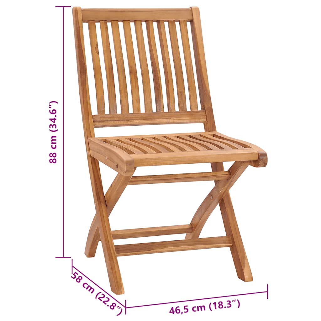 vidaXL Folding Garden Chairs with Cushions 4 pcs Solid Teak Wood
