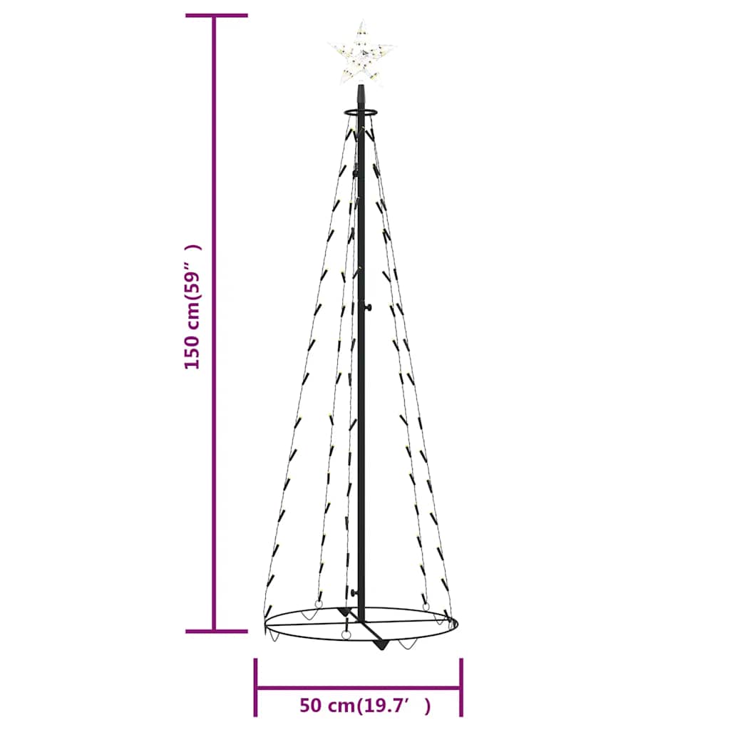 vidaXL Christmas Cone Tree Warm White 84 LEDs Decoration 50x150 cm
