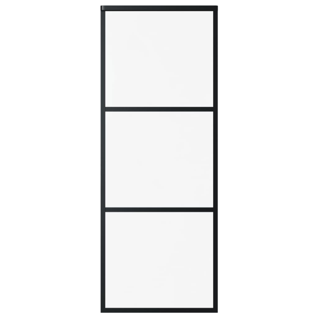 vidaXL Sliding Door ESG Glass and Aluminium 76x205 cm Black