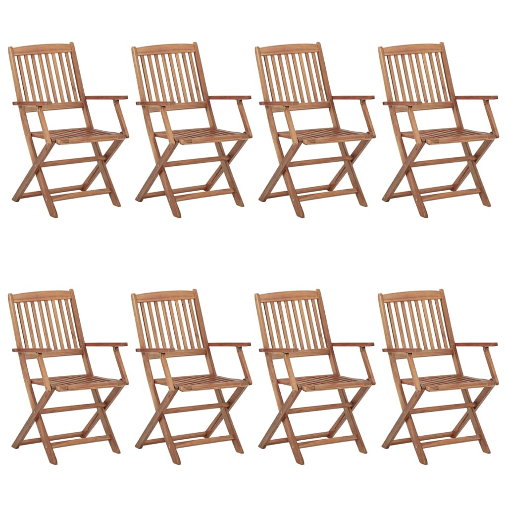 vidaXL Folding Outdoor Chairs 8 pcs Solid Acacia Wood