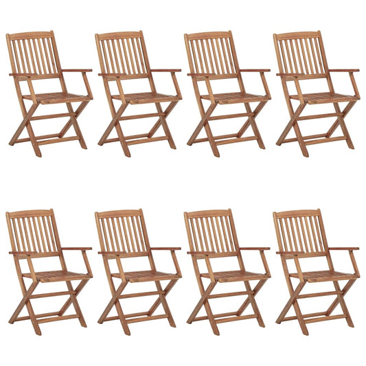 vidaXL Folding Outdoor Chairs 8 pcs Solid Acacia Wood