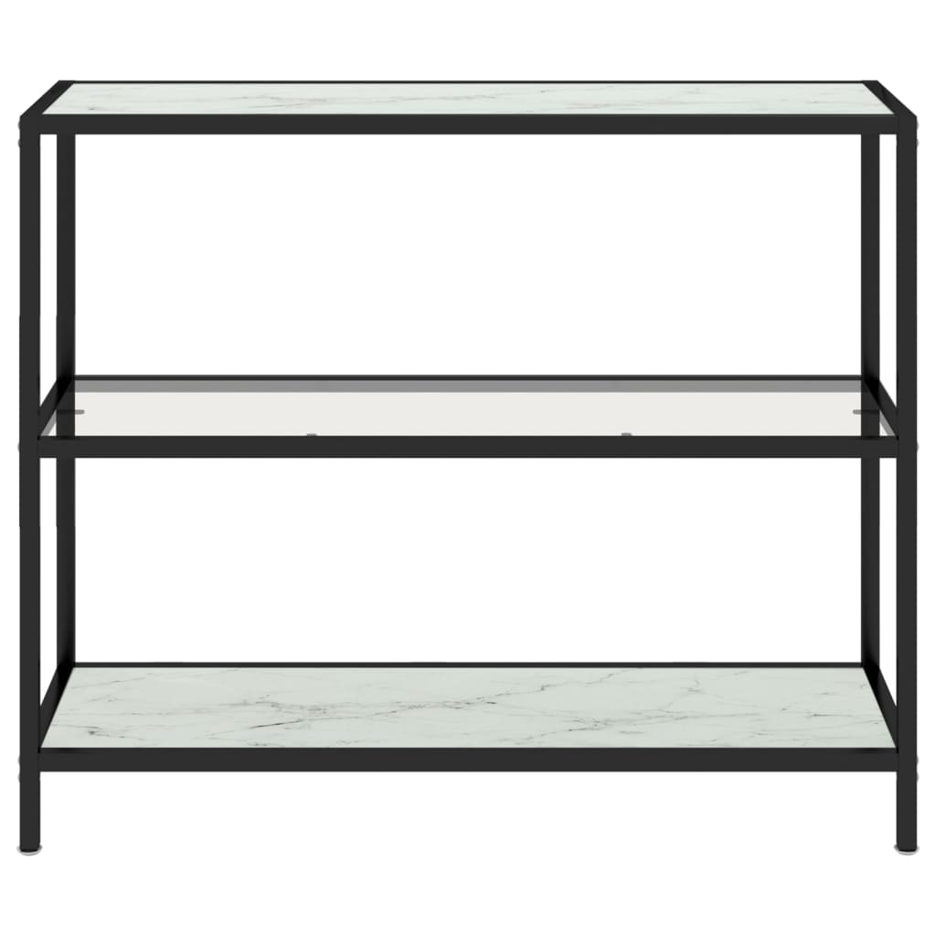 vidaXL Shelf Transparent and White Marble 100x36x90 cm Tempered Glass