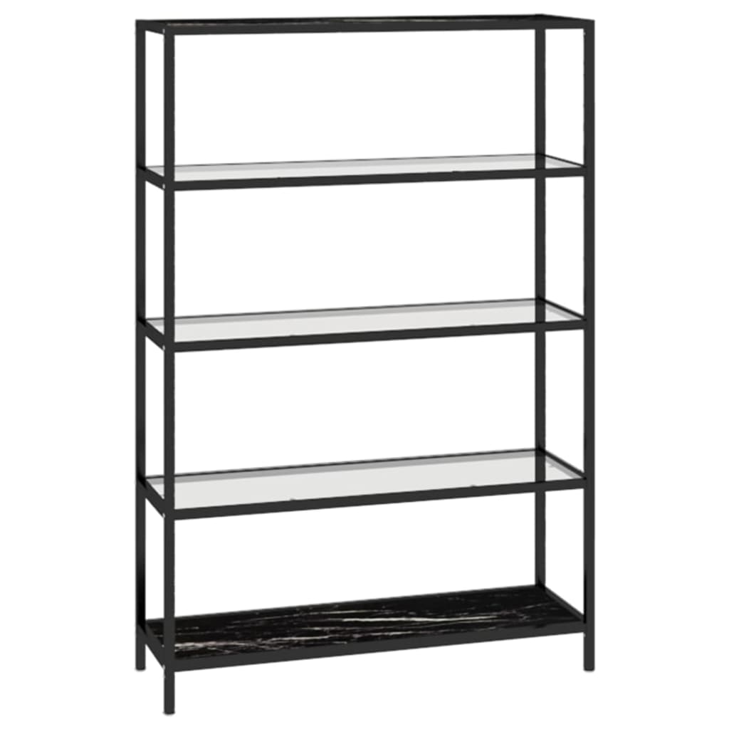vidaXL Shelf Black Marble and Transparent 100x36x168 cm Tempered Glass