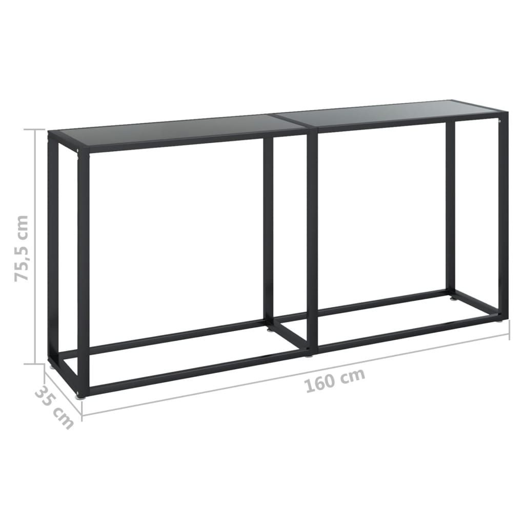 vidaXL Console Table Black 160x35x75.5cm Tempered Glass