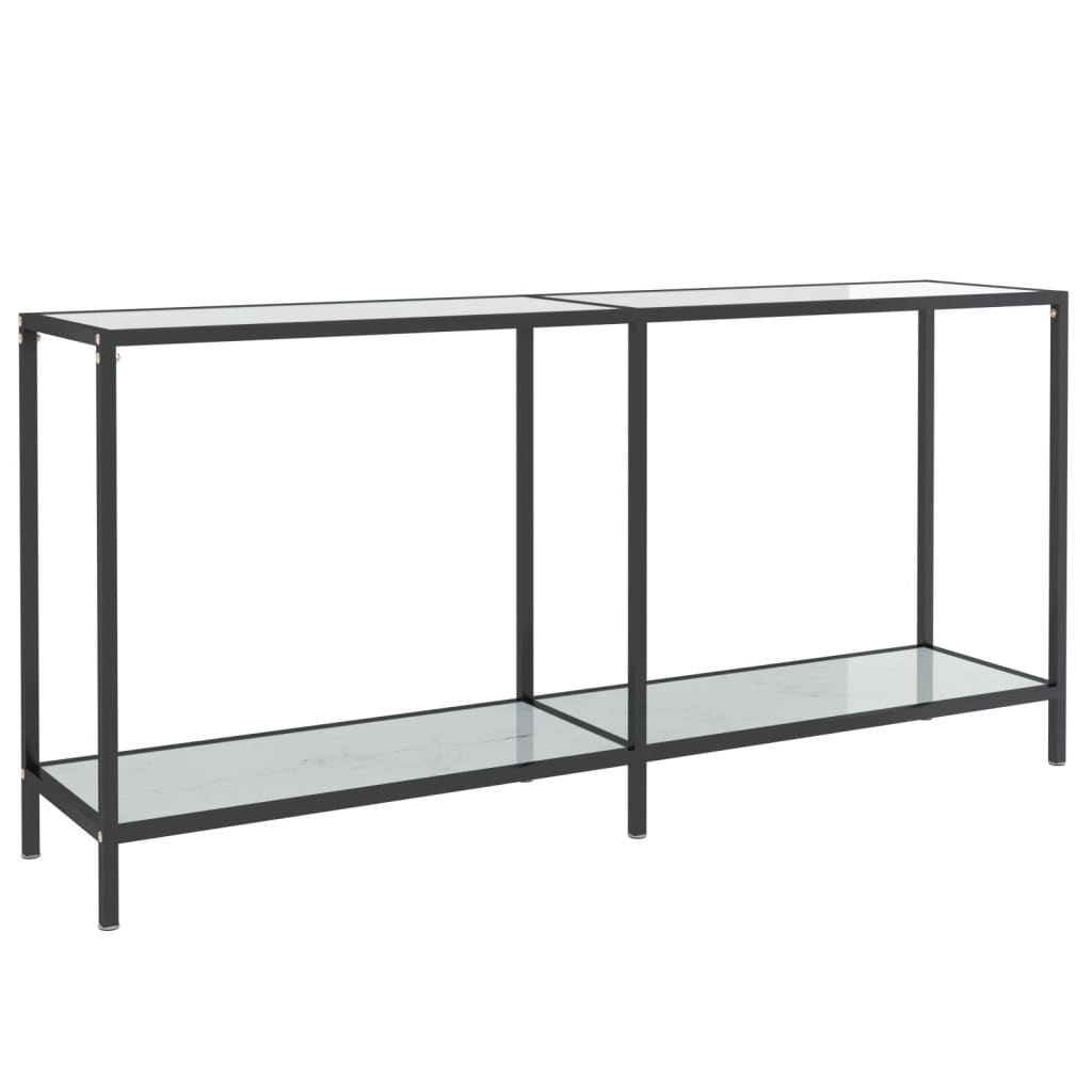 vidaXL Console Table White 160x35x75.5 cm Tempered Glass