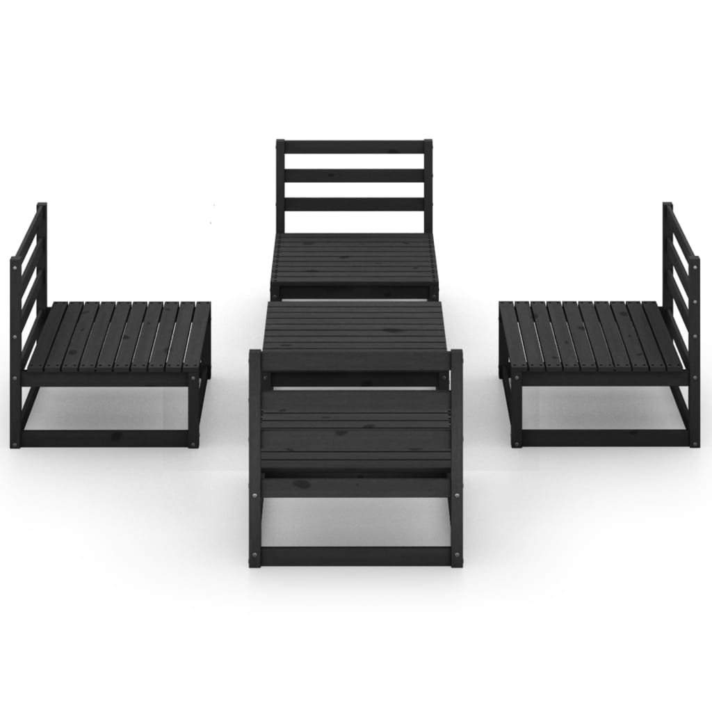 vidaXL 5 Piece Garden Lounge Set Black Solid Pinewood