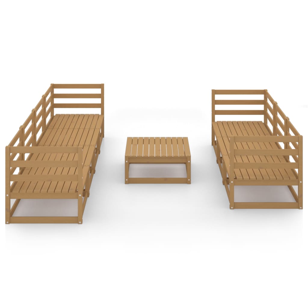 vidaXL 8 Piece Garden Lounge Set Honey Brown Solid Pinewood