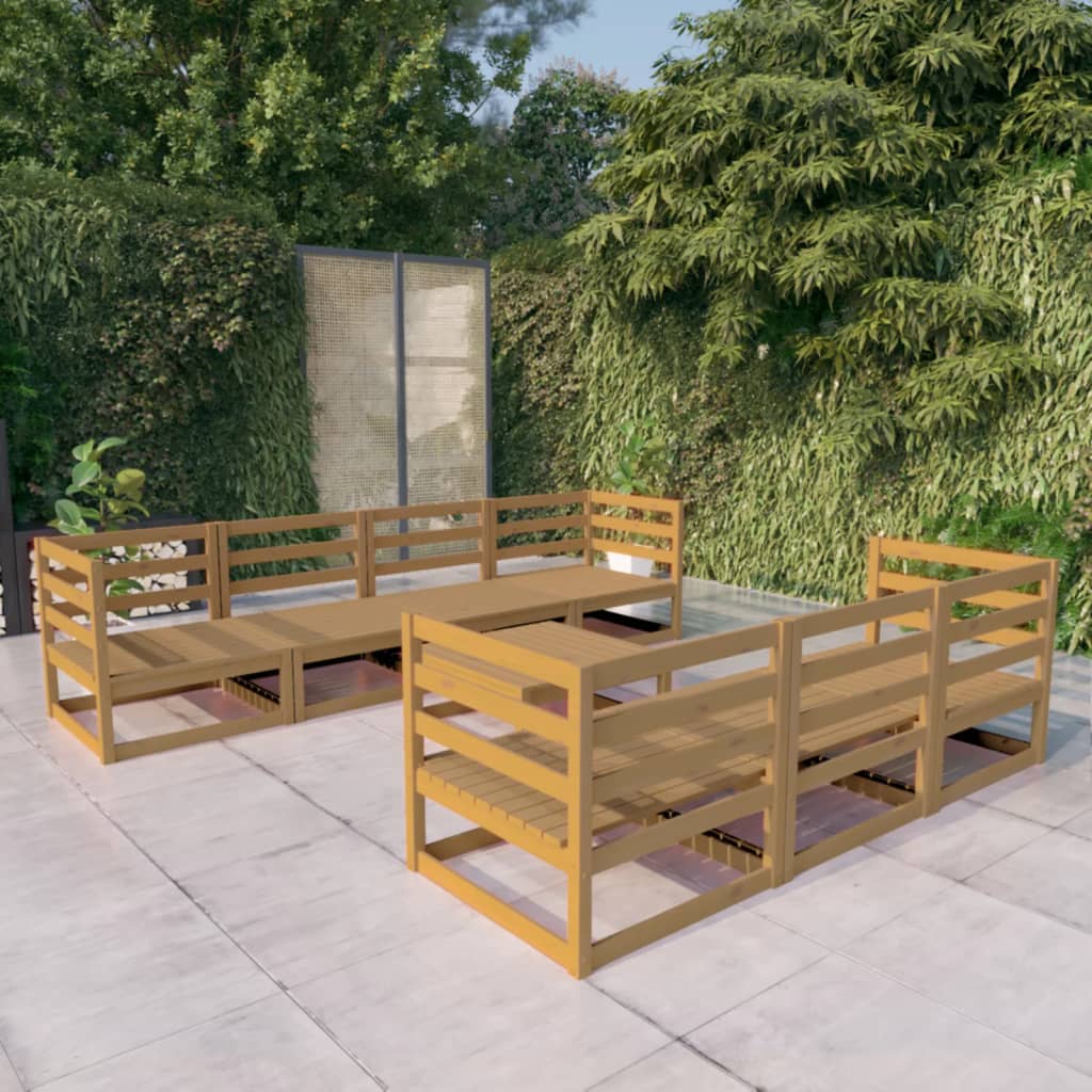 vidaXL 8 Piece Garden Lounge Set Honey Brown Solid Pinewood