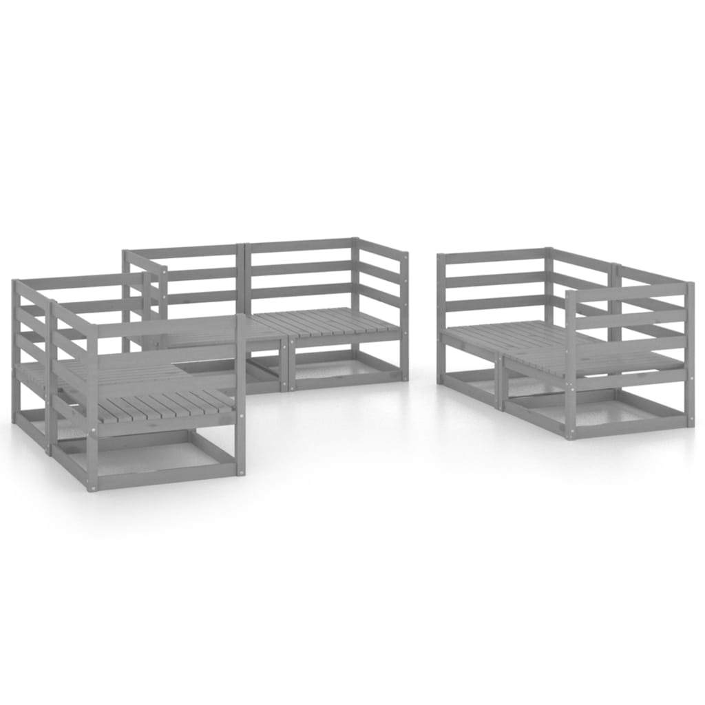 vidaXL 6 Piece Garden Lounge Set Grey Solid Pinewood