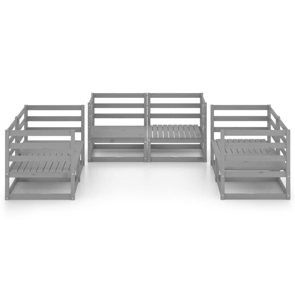 vidaXL 6 Piece Garden Lounge Set Grey Solid Pinewood