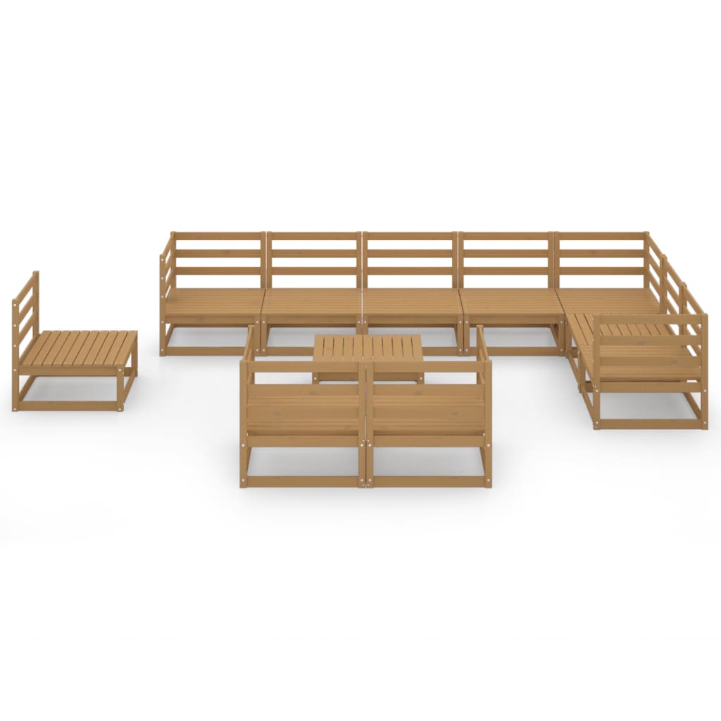 vidaXL 11 Piece Garden Lounge Set Honey Brown Solid Pinewood