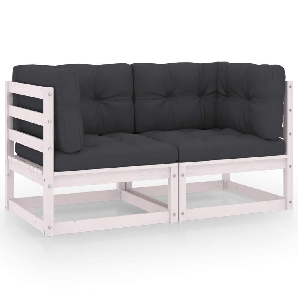 vidaXL 2-Seater Garden Sofa with Cushions Solid Wood Pine